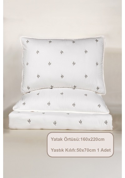 Elart Larissa Yatak Örtüsü Seti Tek Kişilik Nakışlı 160x220 Cm Yeşil Yeşil
