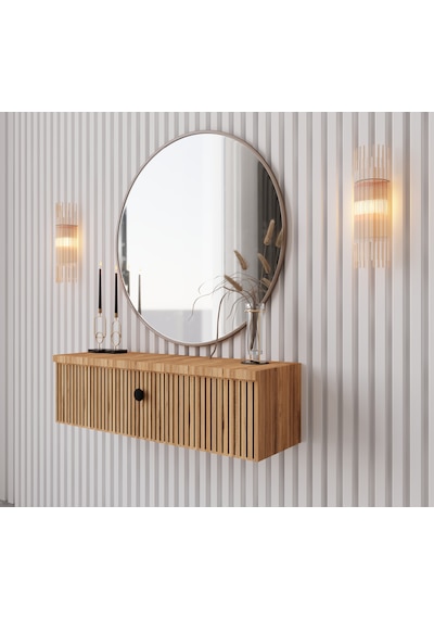 Enwood Mimosa Atlantik Çam Rengi Mdf Duvara Monte Kapaklı Dresuar Atlantik Çam