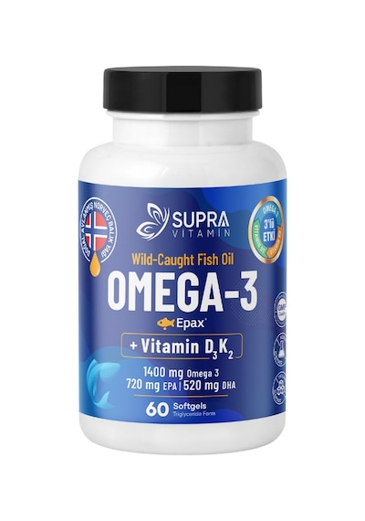Supra Vitamin Omeg-3 Balık Yağı 1400 Mg Balık Yağı + Vitamin D3 & K2 60 Softgels