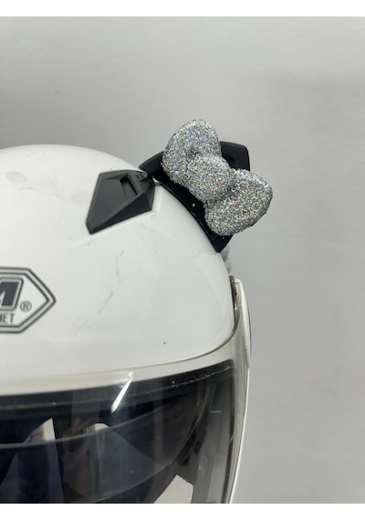Motor & Motosiklet Gri Simli Çift Örgü Saç Ve Hologram Fiyonklu Kedi Kulak Set Kask Dış Aksesuarı Diğer