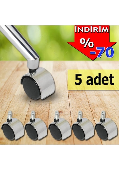 Depolife Koltuk Ayağı Sandalye Tekerleği Ofis Koltuğu Tekerleği 5 Ad Krom (311458804)