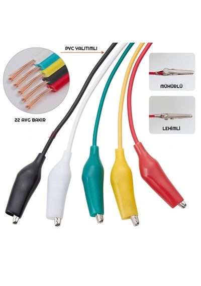 50 Cm Krokodil Kablo Timsah Ağızlı Kıskaç - 10 Adet