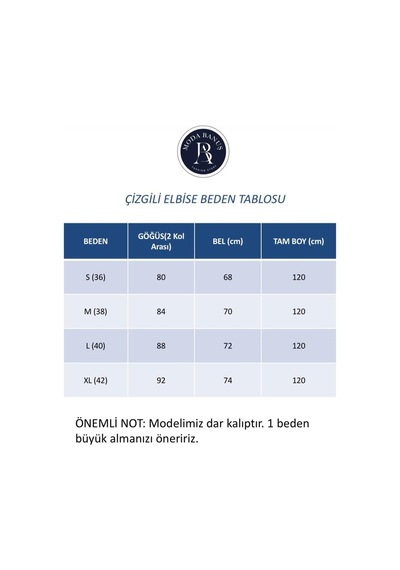 Moda Banuş Çizgili Kemer Detaylı A Kesim Mavi Elbise-dar Kalıp