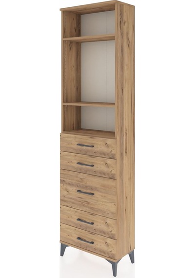 Arges Dolap 3 Raflı 5 Çekmeceli 60x30x221 Çam-çam Çam