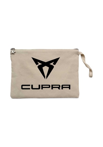 Cupra Logo Text Krem Clutch Astarlı Cüzdan / El Çantası