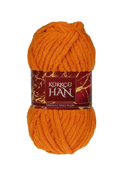 Kürkçü Han Lüks Kadife 100gr 60m El Örgü İpi Turuncu