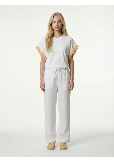 Xint Beyaz %100 Keten Oversize Pantolon 201317