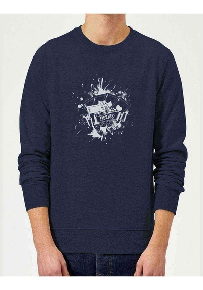 Pokey Gun Money Baskılı Indigo Mavi Erkek Örme Sweatshirt