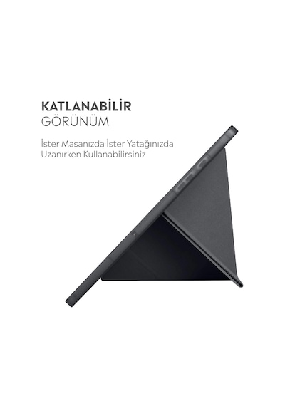 Samsung Galaxy Tab A9 Plus X210/galaxy Tab A11+ İle Uyumlu Kalem Bölmeli Trifolding Cover Tablet Kılıf Katlanabilir Standlı Otomatik Uyku Modlu Darbe Emici İnce Tasarım Siyah