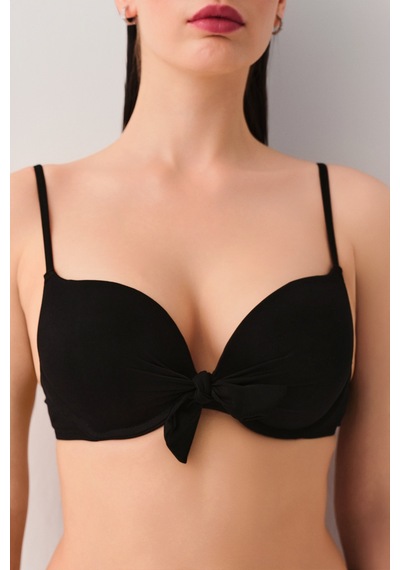 Suwen Önden Bağcıklı Full Dolgulu Bikini Üst Sbn26640012 Siyah