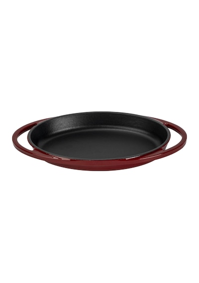 Lava Döküm Oval Sahan Döküm Demir Yekpare Çift Kulplu Ölçü 21x14cm. Bordo