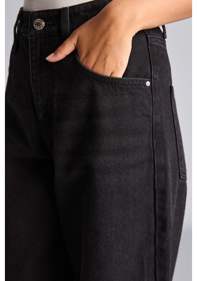 Defacto Baggy Fit Yüksek Bel Geniş Paça Jean Pantolon H7391ax26aunm40 Siyah-nm40