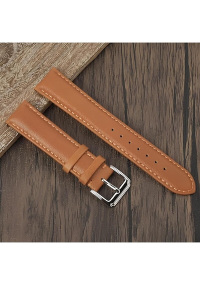 22mm Taba Hakiki Deri Saat Kordonu Düz Klasik Tek Parça Deri Kayış, 46mm Saatlerle Uyumlu Diğer
