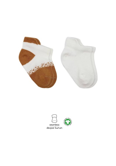 2'li Penye Sneakers Çorap Bs20105 Ekru Hardal Renkli Çok Renkli