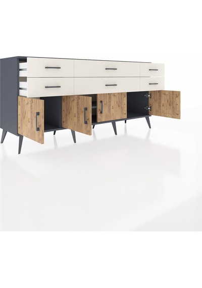 Hyperion Konsol 2 Raflı 6 Çekmeceli 4 Kapaklı 176x44x83 Antrasit-çam/aytaşı Çam/aytaşı Hyperion Konsol 2 Raflı 6 Çekmeceli 4 Kapaklı 176x44x83 Antrasit-çam/aytaşı Çam/aytaşı