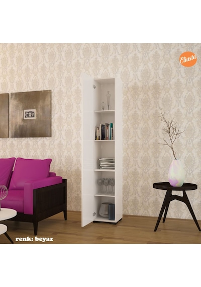 Banyo Dolabı Çok Amaçlı Dolap 5 Raflı Mutfak Dolabı Ofis Dolabı Tek Kapaklı Beyaz