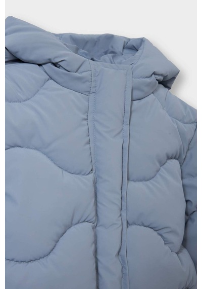 Defacto Kız Bebek Kapüşonlu Fermuarlı Kapitoneli Şişme Mont F4823a525wnbe570 Mavi-be570