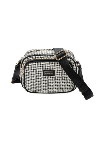 Silver & Polo Silver Polo Siyah - Siyah Kaz Ayağı Ekose Kadın Çapraz Çanta Sp1111