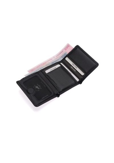Westpolo Hakiki Deri Kağıt Para Ve Kart Bölmeli Unisex Cüzdan - 1647 Siyah