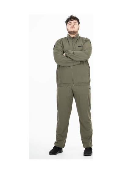 Maraton Sportswear Büyük Beden Erkek Dik Yaka Reglan Kol Basic Haki Eşofman Takımı 21854-Haki