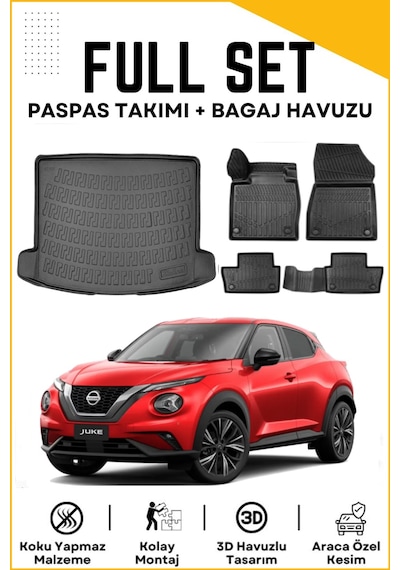 Nissan Juke 2025 Model Üst Birebir Uyumlu Bagaj Havuzu+paspas Seti