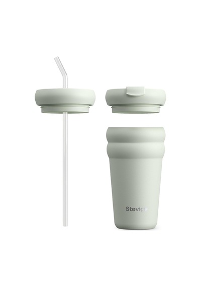 Stevig 3 Bubble Two-cap Straw Tumbler Çelik Termos 600 Mililitre Lightest Sky St-247 Çok Renkli