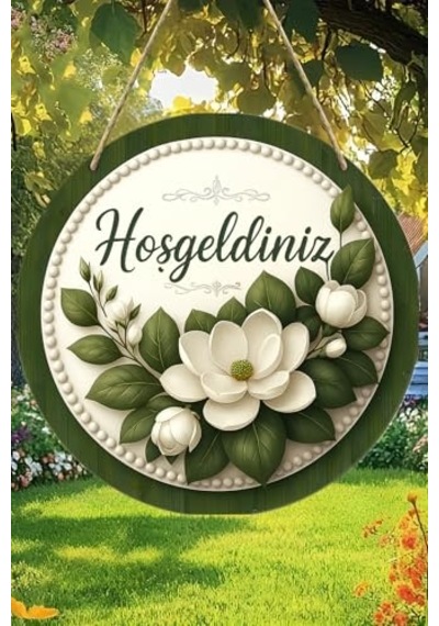 Geldiniz Çiçekli Uv Baskı 3d Görünümlü Mdf Kapı Süsü 20 Cm Askılı Silinebilir Ks010 Ks010 X Çok Renkli