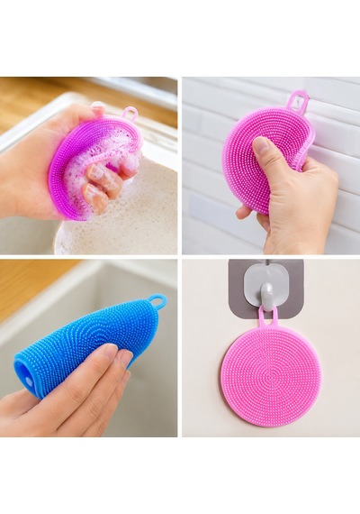Bakgelal Silikon Bulaşık Temizleme Pedi 2'li Set Çizmez, Hijyenik, Çok Amaçlı Mutfak Fırçası