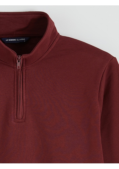 Lcwaıkıkı Classic Bordo Dik Yaka Uzun Kollu Erkek Kalın Sweatshirt