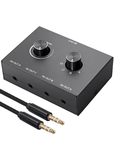 6078 Ses Kulaklık Hoparlör 4 Port Aux Switch Çoklayıcı Çevirici 3.5mm Stereo Audio Seçici