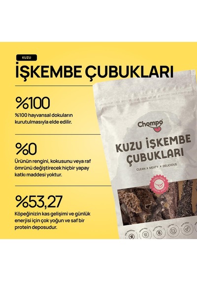 Kuzu İşkembe Çubukları 100% Doğal Katkısız Köpek Ödül Maması 100 Gr Tek İçerik