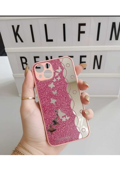 Apple Uyumlu iPhone 13 / 14  Kelebek Kılıf Modeli Pembe