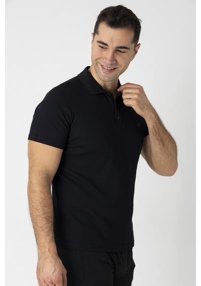 Crozwise Pamuk Pike Waffle Polo Yaka Tişört Siyah 7152-10