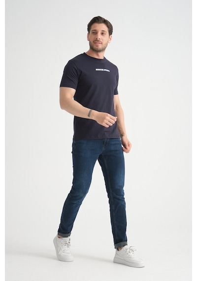 Shooter Sportwear Shooter Erkek Bisiklet Yaka Tişört Premium Pamuklu Yüksek Kalite Regular Fit Lacivert