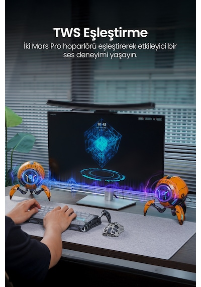 Gravastar Mars Pro 20w Bluetooth Hoparlör, Taşınabilir Stereo Ses Bombası, Rgb Işıklı, 2 Adet, Sarı