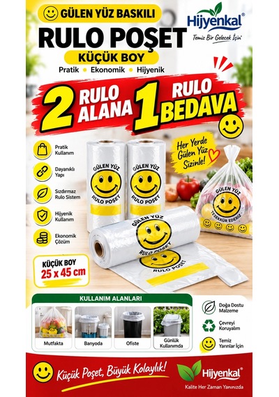 Gülen Yüz Rulo Küçük Boy Poşet 2 Rulo Alana 1 Rulo Bedava Kampanya