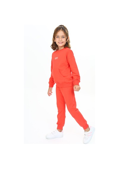 Toontoy Kids Toontoy Kız Çocuk Kanguru Cepli Tnty Nakışlı Eşofman Takım Nar Çiçeği