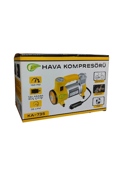 Elektrikli Araba Lastik Şişirme / 150 Psı - 12v / Taşınabilir Metal Hava Kompresörü 4741