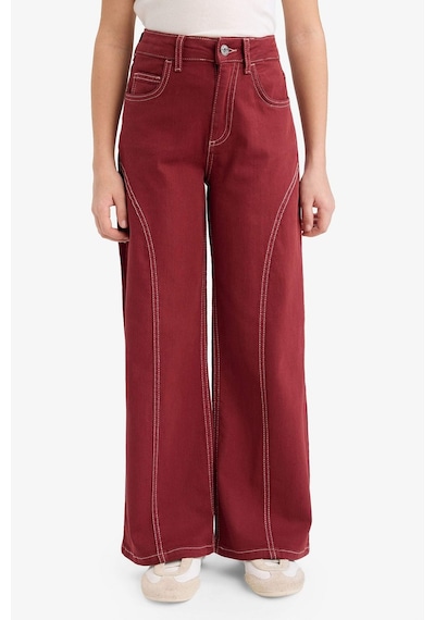 Defacto Kız Çocuk Wide Leg Geniş Paça Gabardin Pantolon G6902a826smbr169 Bordo-br169