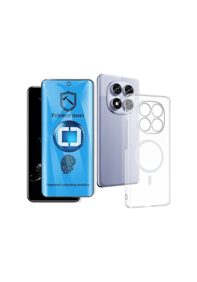 Vendas Xiaomi Redmi Note 14 Pro 4g Kamera Korumalı M-safe Şarj Özellikli Şeffaf Zore London Sert Pc Kapak + Polymer Nano Ekran Koruyucu Şeffaf