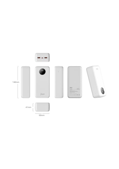 Juo MT03278 30000 Mah 22.5 W Dijital Led Ekranlı Taşınabilir Hızlı Şarj Cihazı Powerbank Beyaz