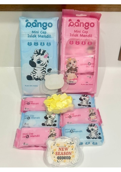 Mini Hijyen Avantaj Paketi - 2 Büyük Paket 16 Mini Islak Mendil & 2 Kutu Sihirli Sabun Mavi Pembe