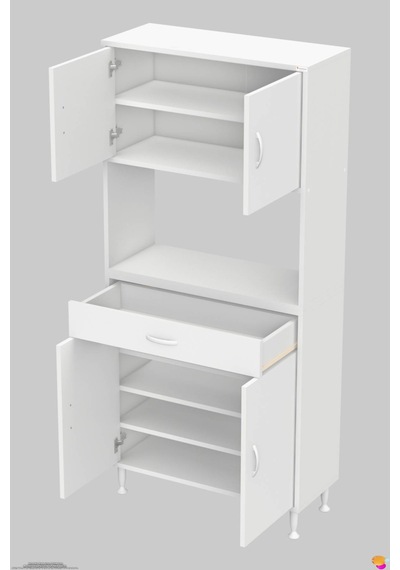 Arda 75 Cm 4 Kapaklı 7 Raflı Ve Çekmeceli Çok Amaçlı Banyo Dolabı 75 Cm