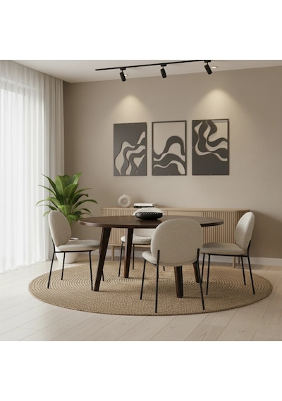 3 Lü Soyut Kıvrımlı Desen Metal Duvar Tablosu