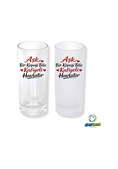 Aşk Sözlü Buzlu / Buzsuz Seçenekli Rakı Bardağı 1 Adet Şık Sunum Bardağı 0282