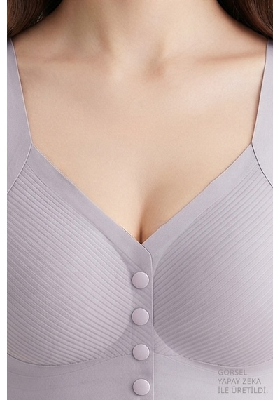 Cottonill Seamless Bra - Neriva Lazer Kesim Önden Düğmeli Minimizer Kadın Sütyen 3'lü Paket Çok Renkli