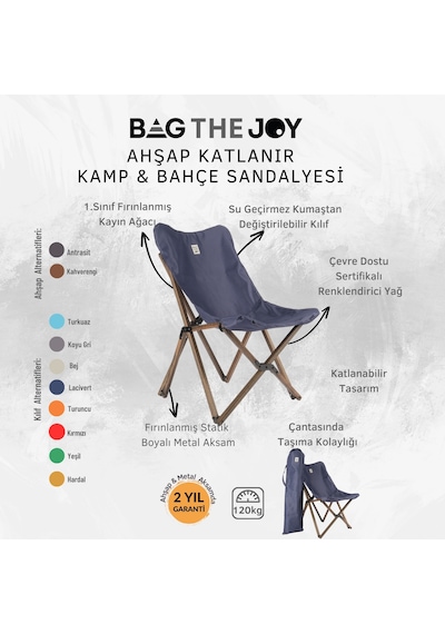 Bag The Joy Ahşap Masa Sandalye Seti Antrasit-Lacivert-70 70 55cm Kahverengi - Lacivert
