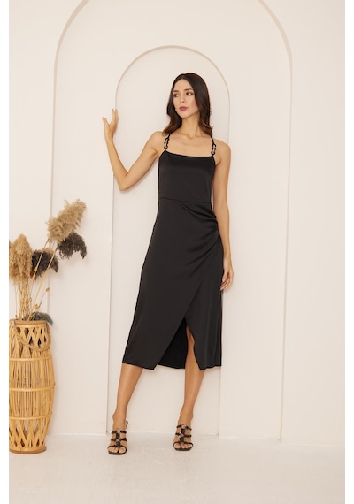 Darlin Moda Siyah Zincir Askı Detaylı Sırt Dekolteli Elbise Dm1037 Siyah Darlin Moda Siyah Zincir Askı Detaylı Sırt Dekolteli Elbise Dm1037 Siyah