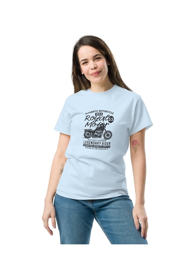 Wildstyle Royal Motor Legendary Rider Motosiklet Vintage Motor Baskılı Unisex Bisiklet Yaka Pamuklu Tişört - B