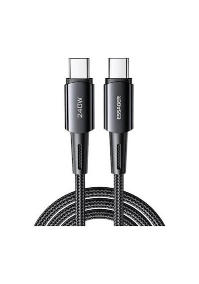 Essager 1 Metre 240w 5a Pd3.1 Type-c To Type-c Mega Hızlı Data Şarj Kablosu, Ultra Sağlam Halat Kablo Kopmaz